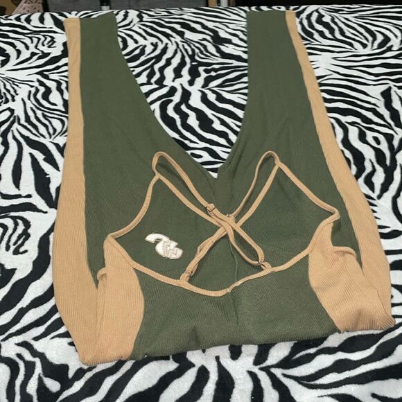 Soleboy race car green two toned jumper ribbed criss cross body suit size large - Picture 5 of 13